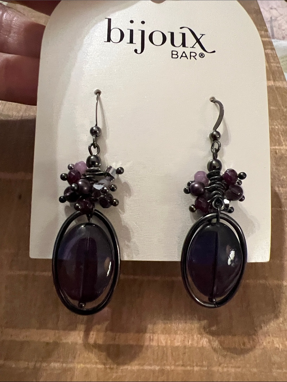 3/$18 Bijoux Purple Cluster Drop Earrings Lot 612